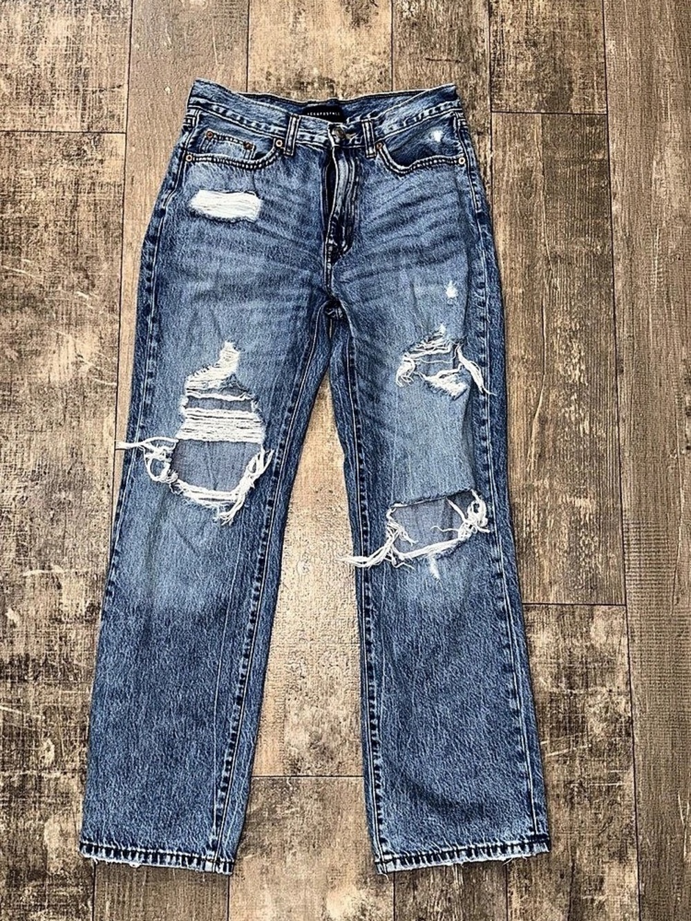 Aeropostale Skater Jeans Distressed Boyfriend Blue Waist 4